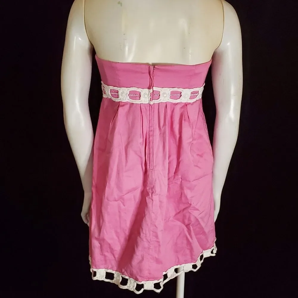 Lilly Pulitzer Pink & White Strapless Dress (2) - Picture 5 of 6